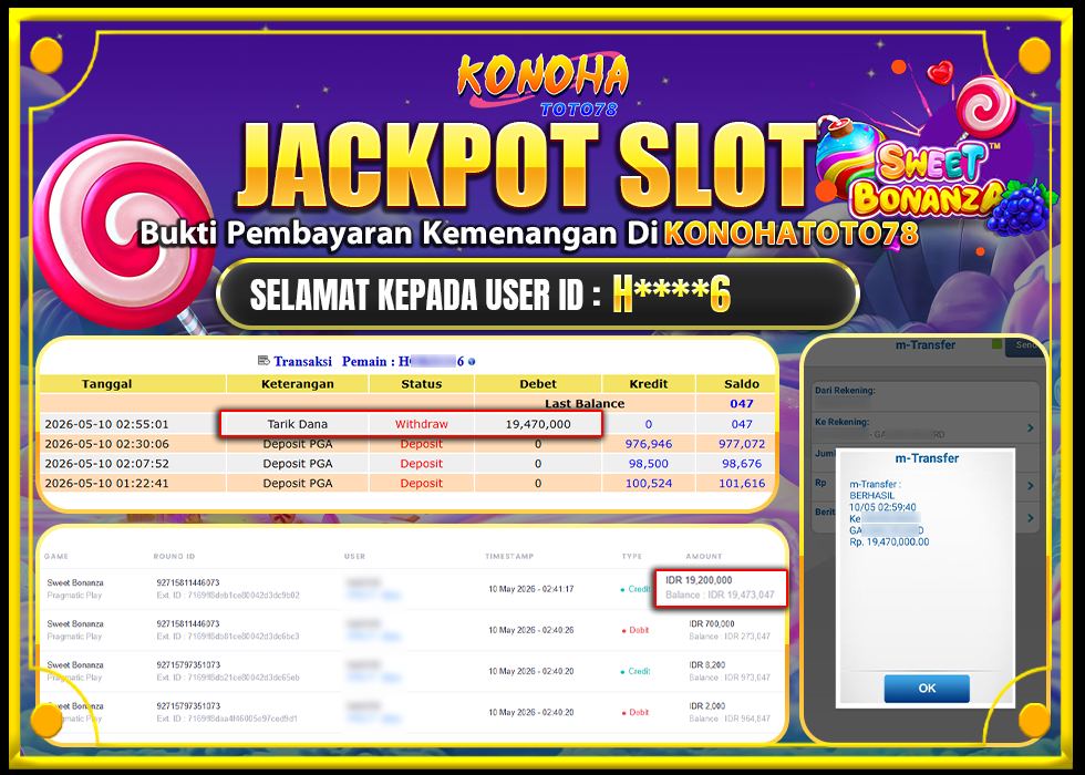KONOHATOTO78 JACKPOT SWEET BONANZA Rp.19.470.000,LUNAS